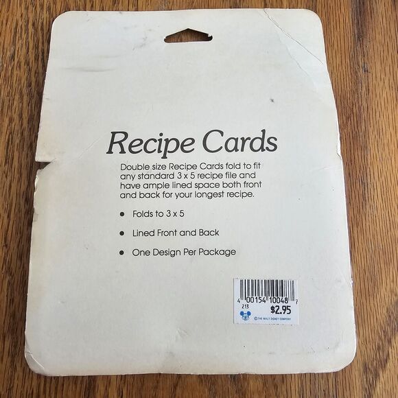 RARE VINTAGE SEALED Gourmet Mickey Mouse 3" x 5" Recipe Index Cards 20 Pack - Picture 3 of 4
